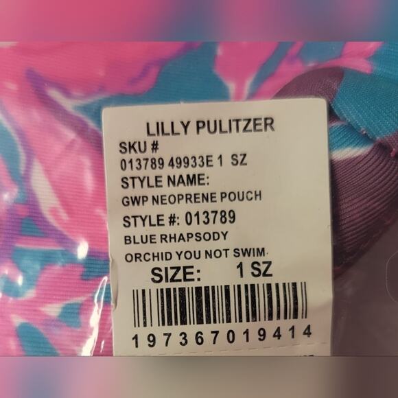 Lilly Pulitzer Neoprene Pouch – Blue Rhapsody Orchid You Not Swim GWP NIP - Picture 5 of 5